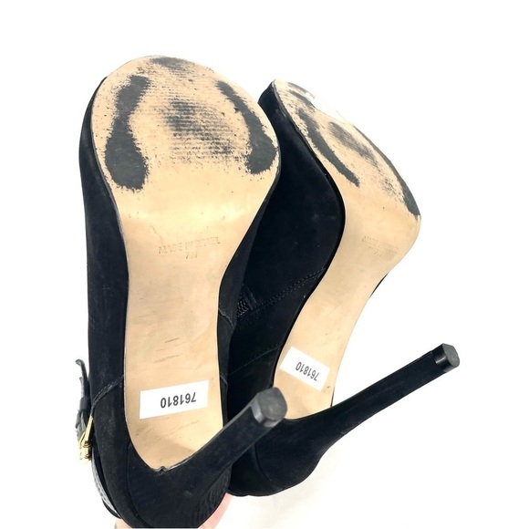 Steve Madden Amberr Black Suede Open Toe Booties - Picture 6 of 8